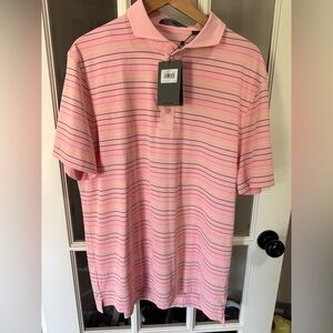 G/fore pink striped nwt mens golf polo size xl